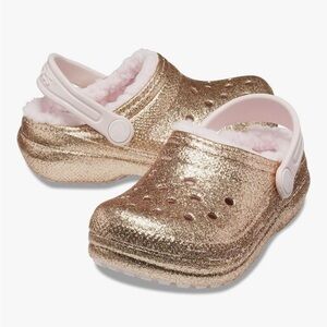 Crocs Kids' Glitter Gold with Fur